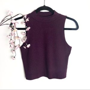 5/$25 H&M Divided Ribbed Purple Mock Neck Crop Top